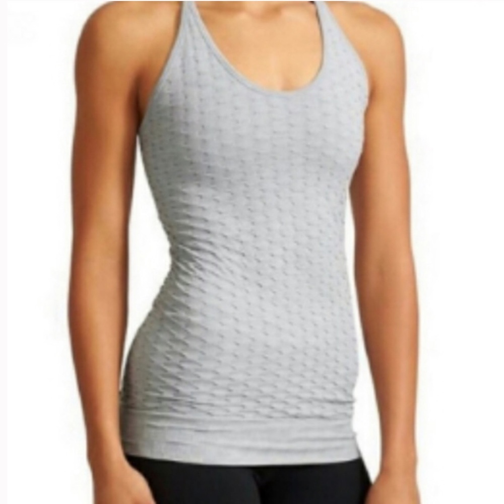 Athleta Light Gray Textured Racerback Tank Top